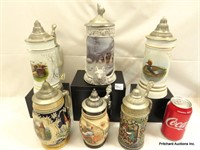 6 Vintage German Steins