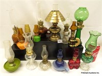 Excellent 15 Piece Vintage Miniature Oil Lamps