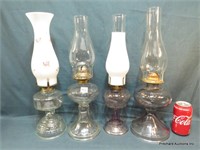 4 Piece Antique Oil Lamp Lot