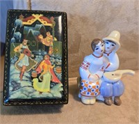 Lot of 2 Russian Collectible Shelf Decor Items