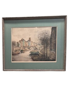 Framed Etching of Canal
