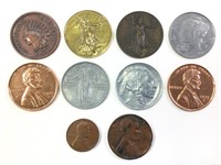 10 Jumbo / Giant Coin Replicas, Exonumia