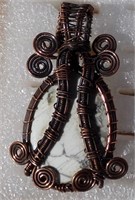 Howlite Pendant Copper Wire Wrapped