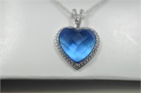 4ct blue topaz heart necklace