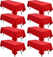 8 Pack 60 x 102 Inch Red Tablecloth for 6 Ft
