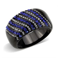 Fancy Black Ip .40ct Blue & White Topaz Band