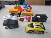 8 Plastic Cars and Busses