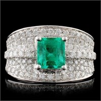 18K White Gold 1.57ct Emerald & 0.87ct Diamond Rin