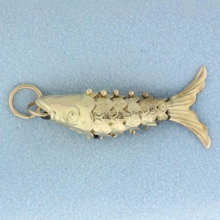 Vintage Articulating Mechanical Fish Charm or Pend