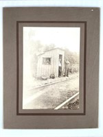 Sepia Photo of Railroad Men Beside Tracks, Station