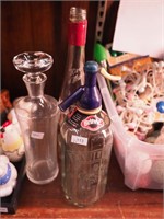 Three vintage liquor items: 12" high Soda Water