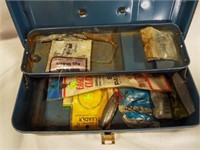 Small Metal Tackle Box Some Hooks & Weights