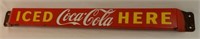 1958 ICED COCA-COLA HERE PORC. PUSH BAR