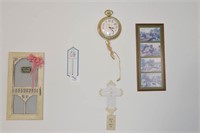 5 Pc. Lot of Wall Hangings - Small Thermometer,