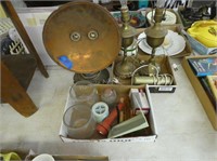 Vintage lamps, old heat lamp, and miscellaneous -