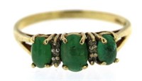 10kt Gold Vintage Emerald & Diamond Ring
