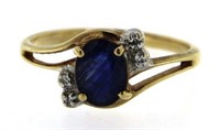 10kt Gold Genuine Sapphire & Diamond Ring