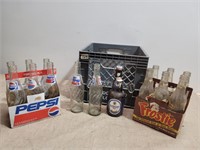 Milk Crate with Vintage Bottles