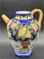 Decorative Majolica Porcelain Pitcher w/ Fruit