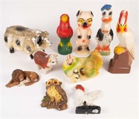 Lot of 10 Chalkware Animals- Donald Duck, etc.