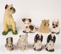 Lot of 8 Vintage Chalkware Dog Figures.