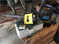 Leaf blower, light and Tackel box