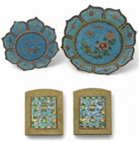 Lot: Plique a Jour Dishes & Enamelled Blotter Ends