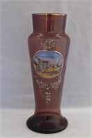 Hand-Painted Romanian Amethyst Glass Vase
