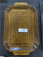 Amber Double Handle Glass Serving Tray.