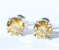 925S 2.0ct Champagne Moissanite Earrings