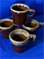 4 Hull Brown Drip Glazed Coffee Cups