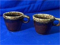 2 Hull Brown Drip Glazed Coffee Cups
