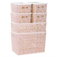 ANMINY 6PCS Plastic Storage Bins Set with Lids