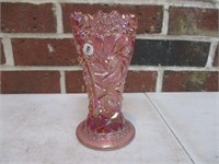 Pink 6" Iridescent Vase Cut Glass