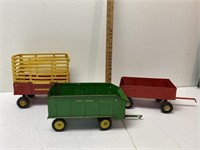 3 Metal toy wagons