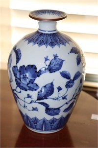 Oriental style cobalt blue and white floral