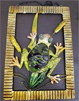 Metal & Glass Frog Decor. 10.5"x15"