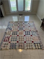 Antique Handmade quilt 80” x 72” some stains