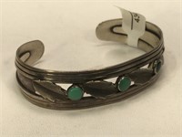 Sterling Silver SW Signed cuff bracelet - Bell -