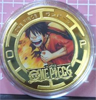 One piece anime 24K gold-plated coin