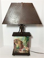 Hand Painted Metal Table Lamp with Metal