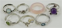 7 Fashion / Costume Jewelry Rings - Size 7
