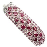 Natural Blood Red Ruby Rhodolite Garnet Bangle