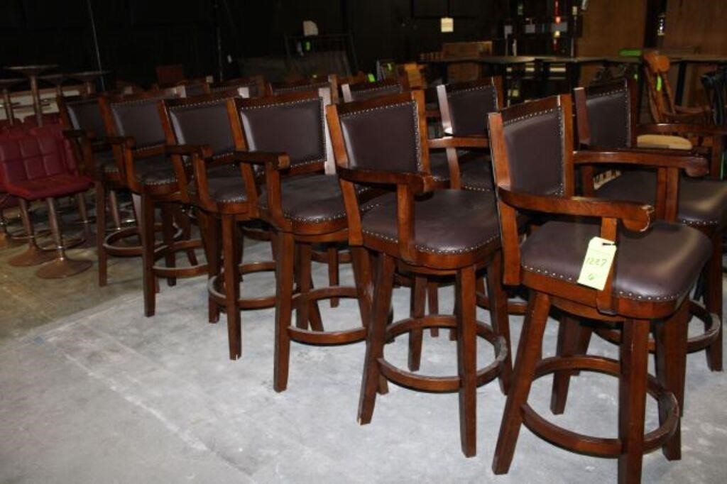 (6) Wood Swivel Bar Chairs
