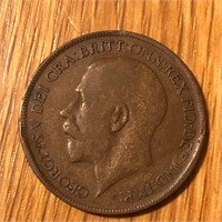 1921 Great Britain One Penny Coin