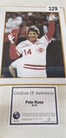PETE ROSE SIGNED PHOTO, 8 X 10 FRAMED WITH COA