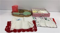 Vintage hankies and dresser set