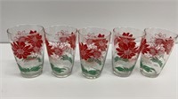 5 mid century juice glasses