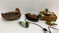 Duck lot: basket, lamp, coaster holder, wooden