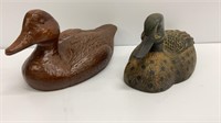 2 carved duck decoys by George Wood